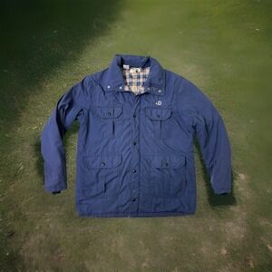 Vintage John Deere Jacket 1980s Snap Navy Flannel Lined Chore Utility Mens XL